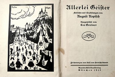 Allerlei Geister. Gedichte und Erzaehlungen von August Kopisch. Ed by Leo Greiner. Woodcuts by 