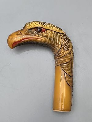 Art Deco Carved Walking-Stick Handle, "Eagle Head". Art Deco carved walking-stick handle in the 