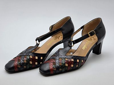 Pair of Elegant Leather Evening Heel Sandals by Zocal, Italy. Pair of elegant leather evening 
