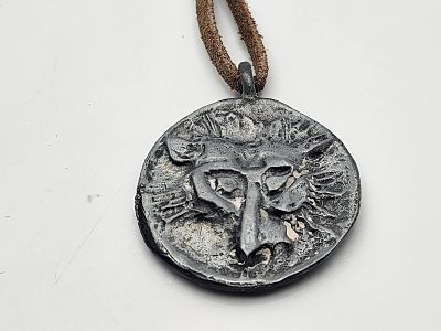 Interesting! Leather Cord Necklace and "Wolf's Head" Amulet Pendant Inspired by the Film Wolf. In 