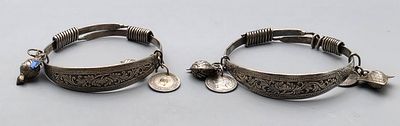 Pair of Antique Silver Bangles — Southeast Asia. Pair of antique silver bangles, Southeast Asia 