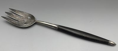 Antique American Silver and Wood Salad Serving Fork. Antique American silver and wood salad 