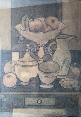 Avraham Atzmon (1917–2008), Still Life . Large watercolor on paper. Signed at lower right. 