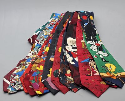 A Diverse and Unique Collection of Nostalgic Vintage Ties — Comic and Animation Characters. A 