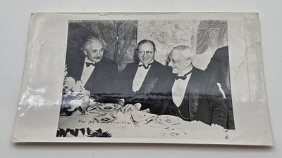Extremely Rare Original Press Photo – Prof. Albert Einstein, Prof. Franz Oppenheimer, and Dr. 