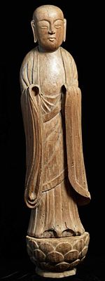 Momoyama/Early Edo Beautiful serene face large Japanese Wood Buddha Monk-Special!. 15/16thC 