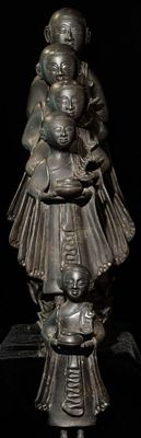 5 Antique Burmese Mandalay Standing Monks-Good Quality/Excellent Set. Delightful set of 5 