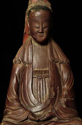 Delightful Ching Quanyin. Good size at 12.25" tall. Compelling, expressive face.