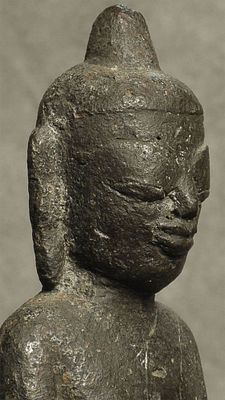 10-12thC/earlier Solid-Cast Burmese Mon (?) Standing Iron Buddha- Truly Unique. This is a very 