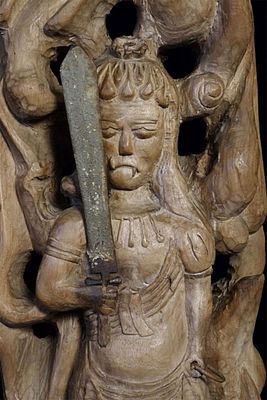 Fudo-16th/17thC Japanese Edo Protective Deity- Large Animated Beautifully Carved Figure. Wonderf 