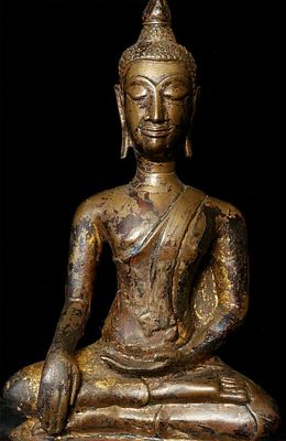 15/16thC Sukhothai Buddha, 11.25" Tall-Beautiful Face-Deeply Serene-Graceful!. The long neck and 
