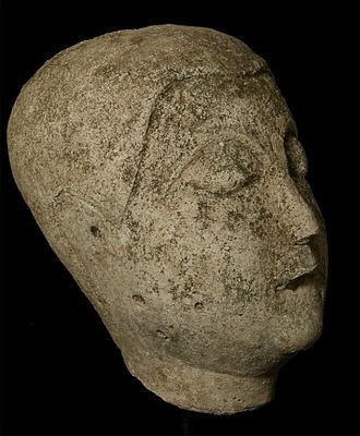 10/11thC Burmese Pagan Stone or cast Head-True Archeological item. Burmese life-size Early 