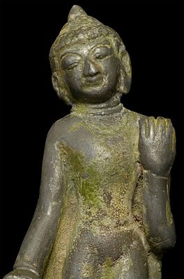 Rare 14/15thC Burmese Pagan Style Buddha. Rare Burmese Pagan style walking Buddha a 