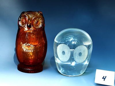 Mid Century solid crystal paperweight by Hadeland Denmark heavy 3.5X3 inches, very good 