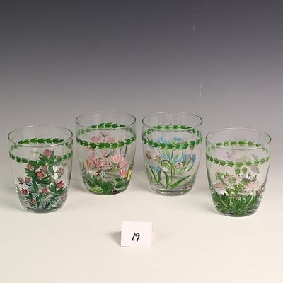 Four Portmerion Botanic Garden Forget Me Not glasses 4X3.5 inches