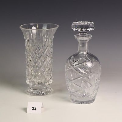 Crystal vase and a decanter. Crystal vase 9X4 inches and a decanter 8X4 &Acirc;&frac34; inches
