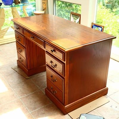 Beautiful Oak Nathan Hale Knee Hole desk 54L x 30H x 26D inches