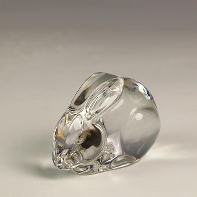 Val St. Lambert crystal bunny sculpture 4X2.5 inches