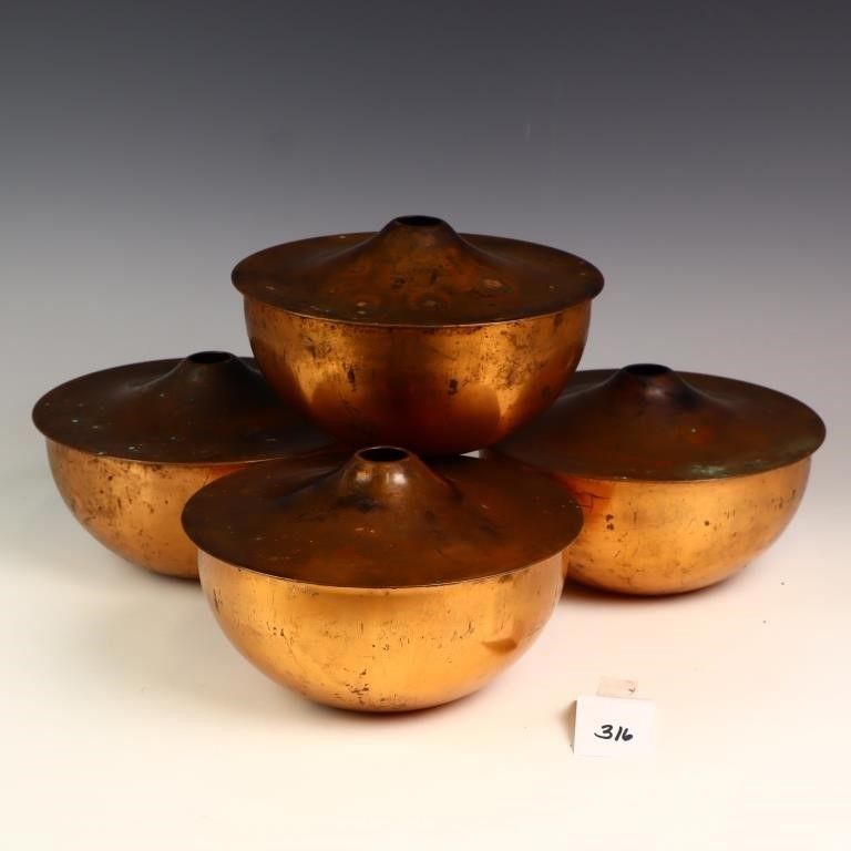 Lot 316: Four copper lanterns 4.5X7.5 inches