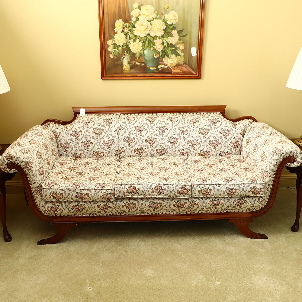 Lot 180: Antique upholstered sofa