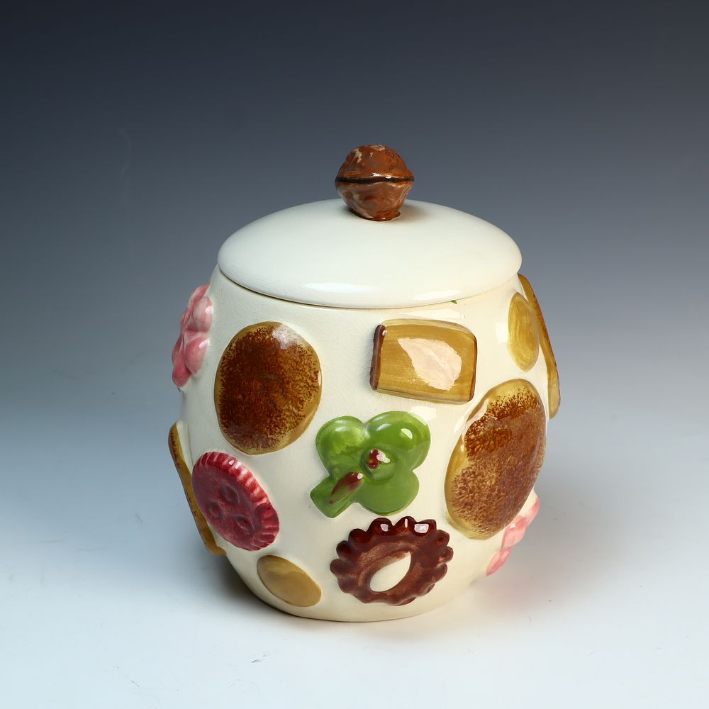 Lot 184: Vintage fruit motif cookie jar 50’s