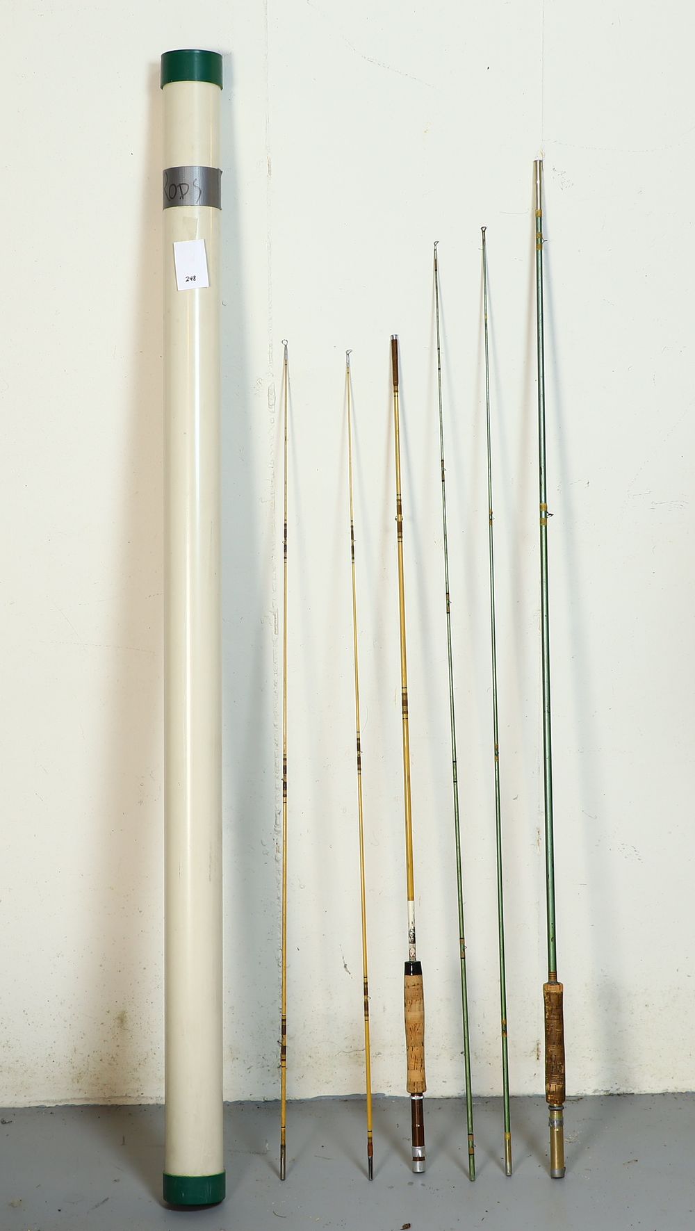 Lot 248: Lot of 2 vintage fly fisihing rods in Cabela’s tube case