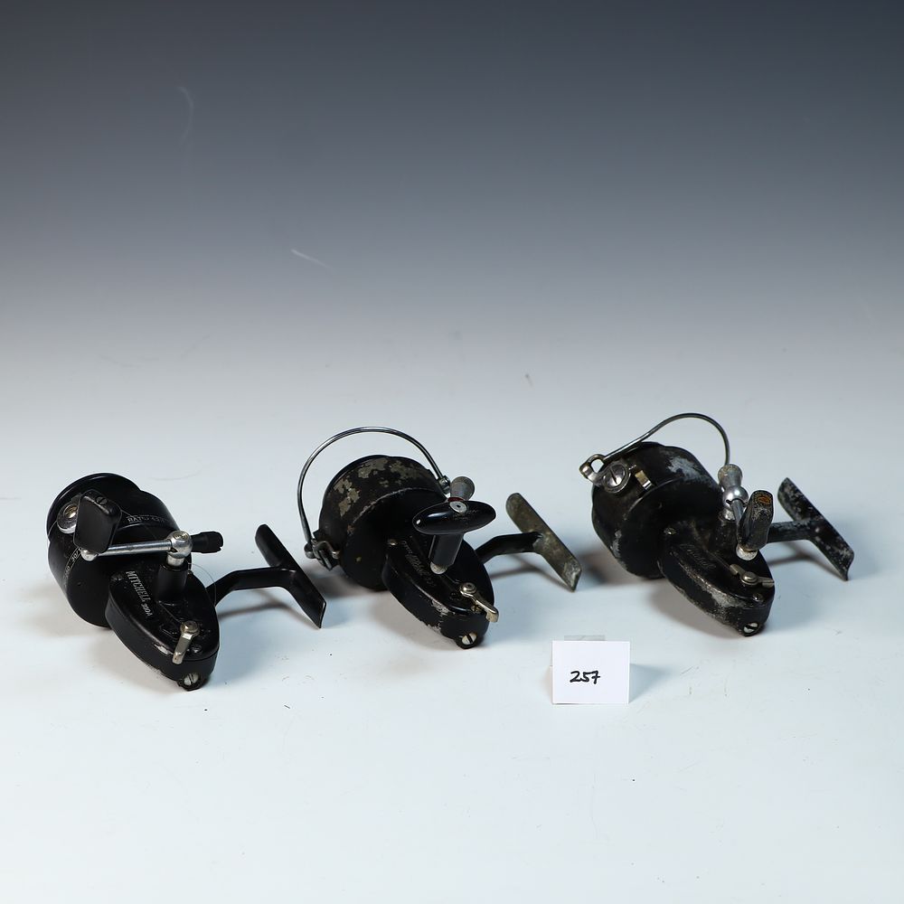 Lot 257: Lot of 3 vintage Garcia Mitchell spinning reels made in France