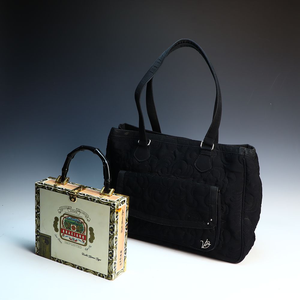 Lot 267: Black Vera Bradley purse and Braciano cigar purse