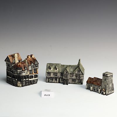 Three Vintage Cottages largest is 4x3x3.5 inches