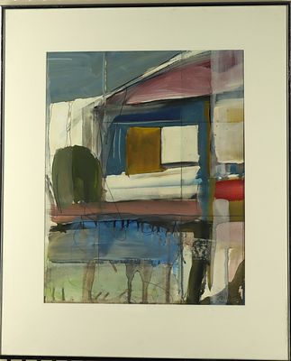 Original Abstract Art Signed Zoller Watercolor framed 23x19 inches