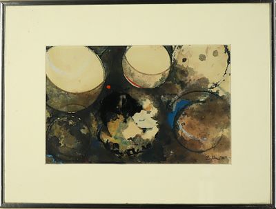 Acrylic Oil Abstract Artwork by Zoller 1974 16x12 inches