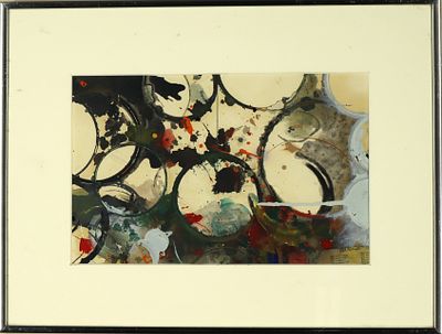 Acrylic Oil Abstract Artwork by Zoller 1974 16x12 inches