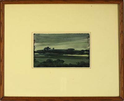 Original Abstract Landscape Watercolor Signed but Illegible possibly Haggerty Artwork is 