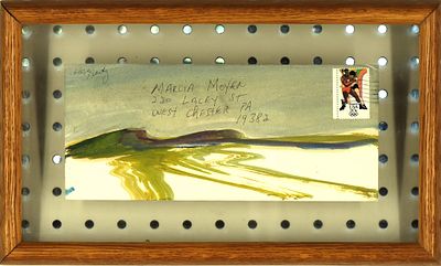 Painting on an Envelope by Dennis Haggerty Watercolor This artist would occasionally paint on 