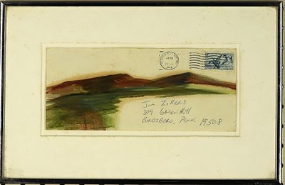 Painting on an Envelope by Dennis Haggerty Watercolor This artist would occasionally paint on 