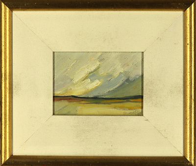 Acrylic Painting on Board by Dennis Haggerty art size is 5.5x4 frame size 11.5x10