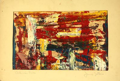 Vintage Modernistic Abstract by James Zoller. Acrylic on paper 16x23.5 inches matted