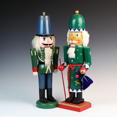 Lot of Two Large Christmas Nutcrackers approx 14 inches tall each good condition