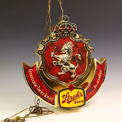 Vintage Double Sided Stroh’s Beer Lighted Hanging sign. Vintage Stroh’s Beer Lighted Hanging 