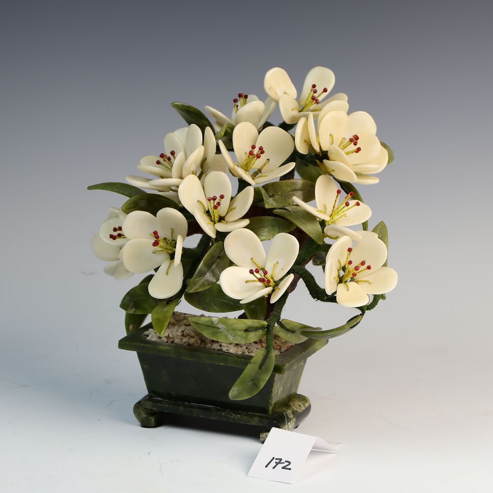 Lot 172: Vintage Chinese Stone Floral Sculpture