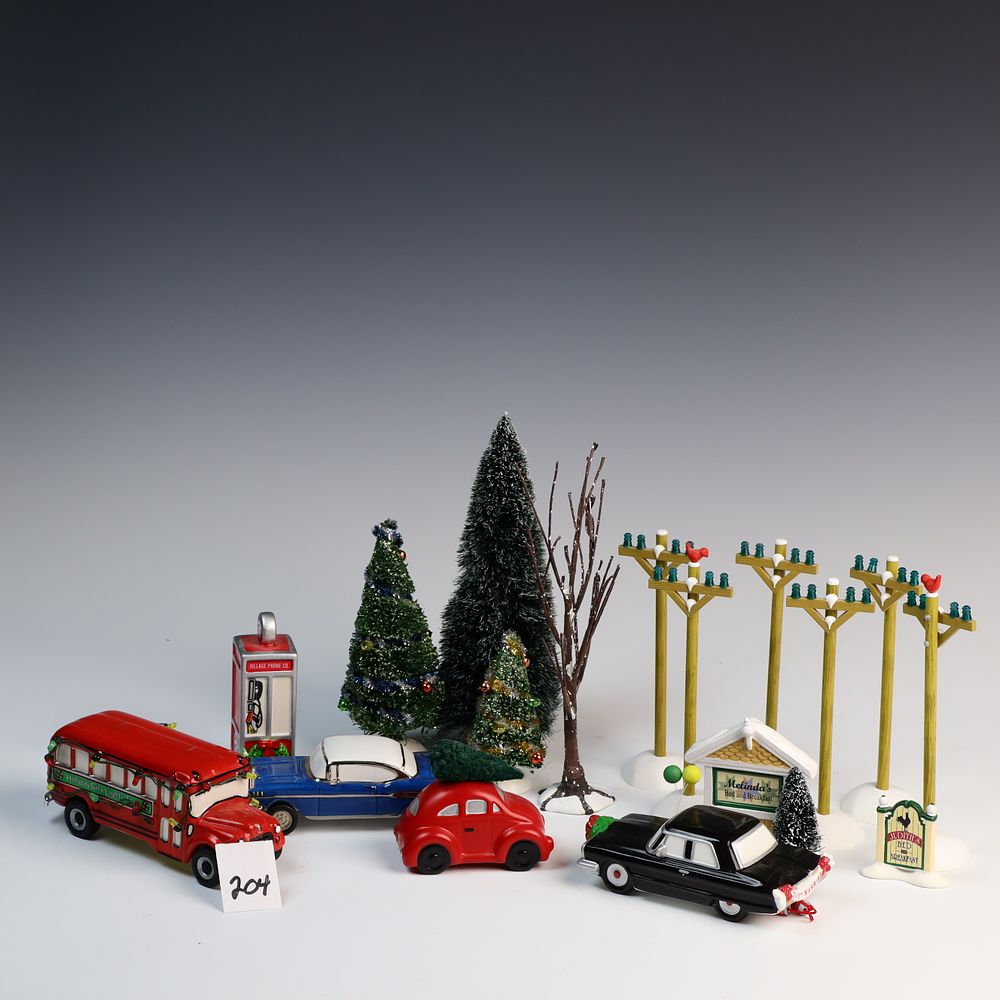 Lot 204: Lot of Original Dept 56 Christmas Village Accessories