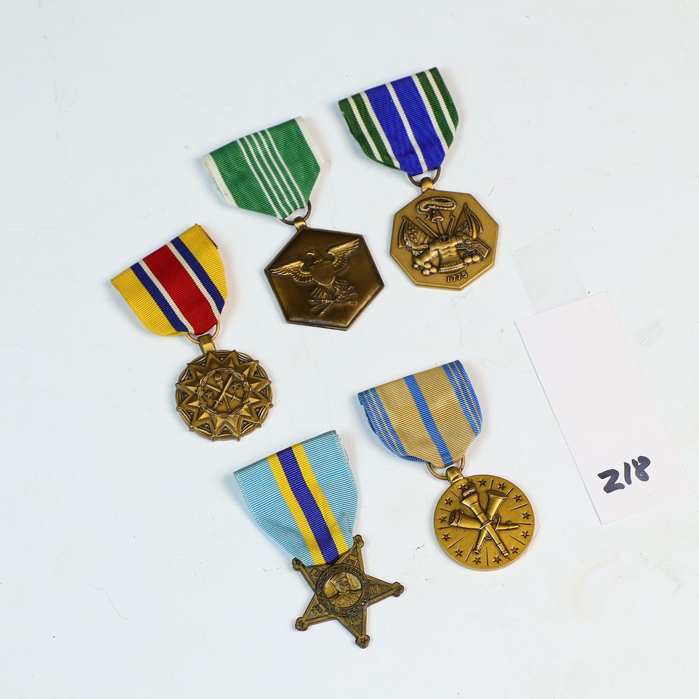 Lot 218: Lot of Five Vintage Military Medals