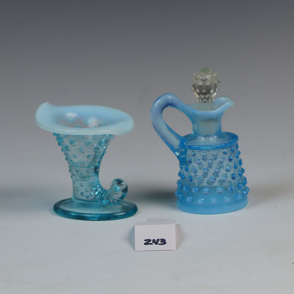 Lot 243: Vintage Blue Opalescent Hobnail Glass