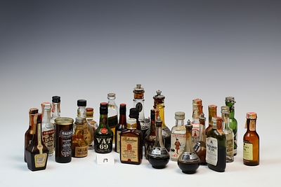 Lot of 26 Vintage Miniature Spirits Bottles Airplane Bottles al old some are sealed some are 