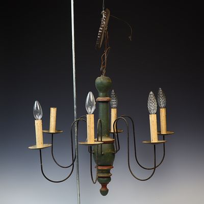 Antique Primitive Candle Stick Chandelier. Electrified 22 x 18 inches in size