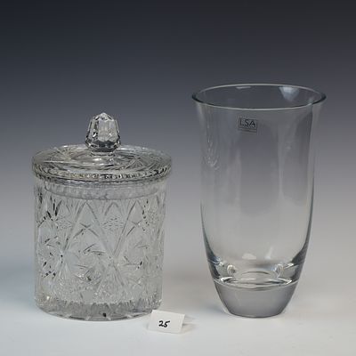 Two Vintage Lead Crystal Pieces. LSA international Vase 10x6 inches Handcrafted and mouth blown 