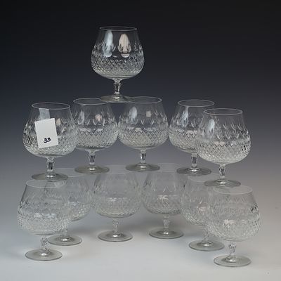 Heavy Crystal Whiskey Brandy Stemware. May be Mikasa based on research includes 12 glasses ea is 