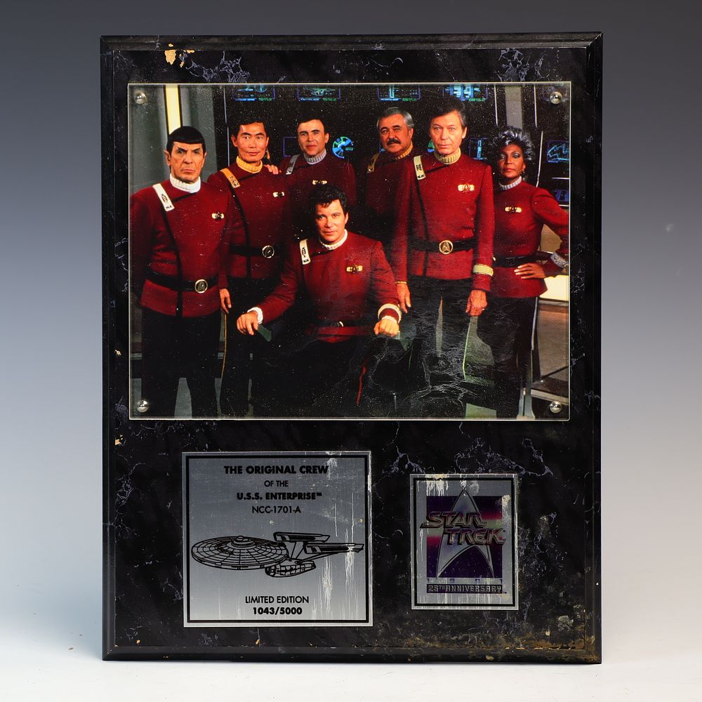 Lot 216: 1991 25th Anniversary Star Trek Original Cast Photo Mounted Plaque