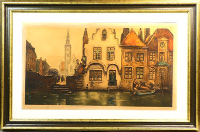Signed and numbered print of Brugge, Belgium 35X23 inches