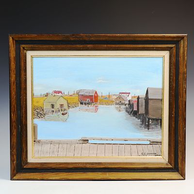 Vintage original painting by G.E. Johnston Peggy’s Cove 23X19 inches